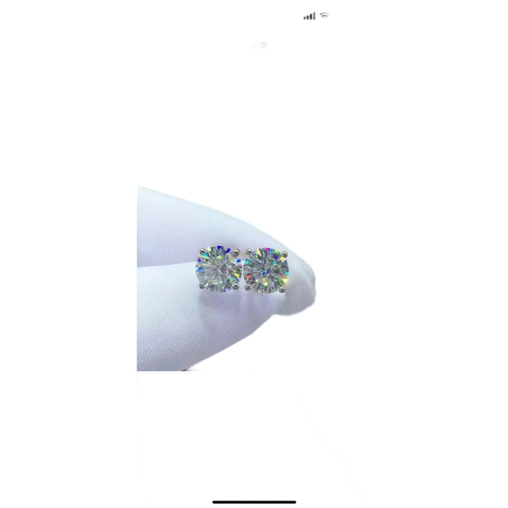 Moissanite Solitaire Earrings 925 Sterling Silver 6mm